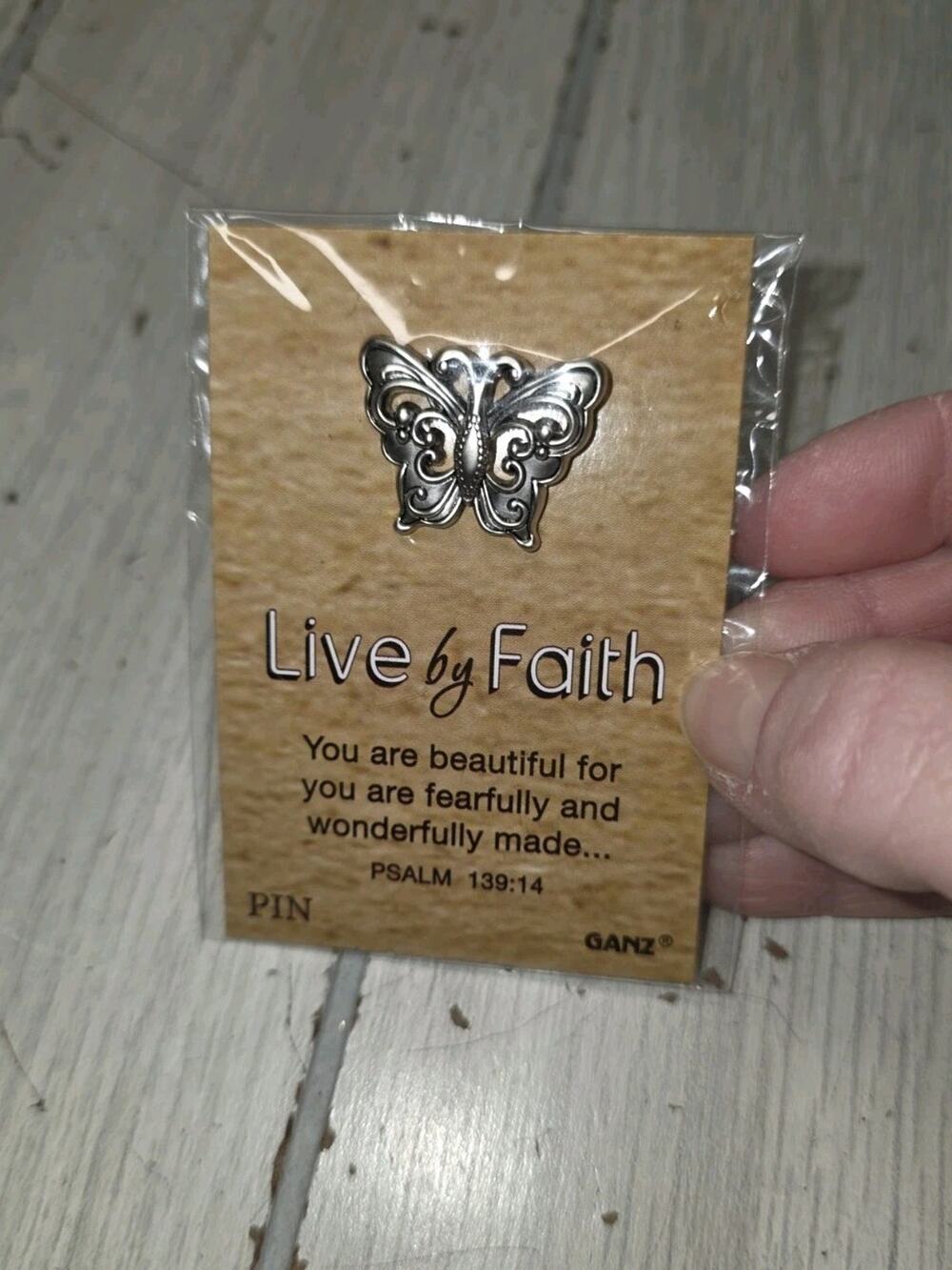 Ganz Live By Faith Butterfly You Are Beautiful Psalm 139:14 Lapel Hat Pin New